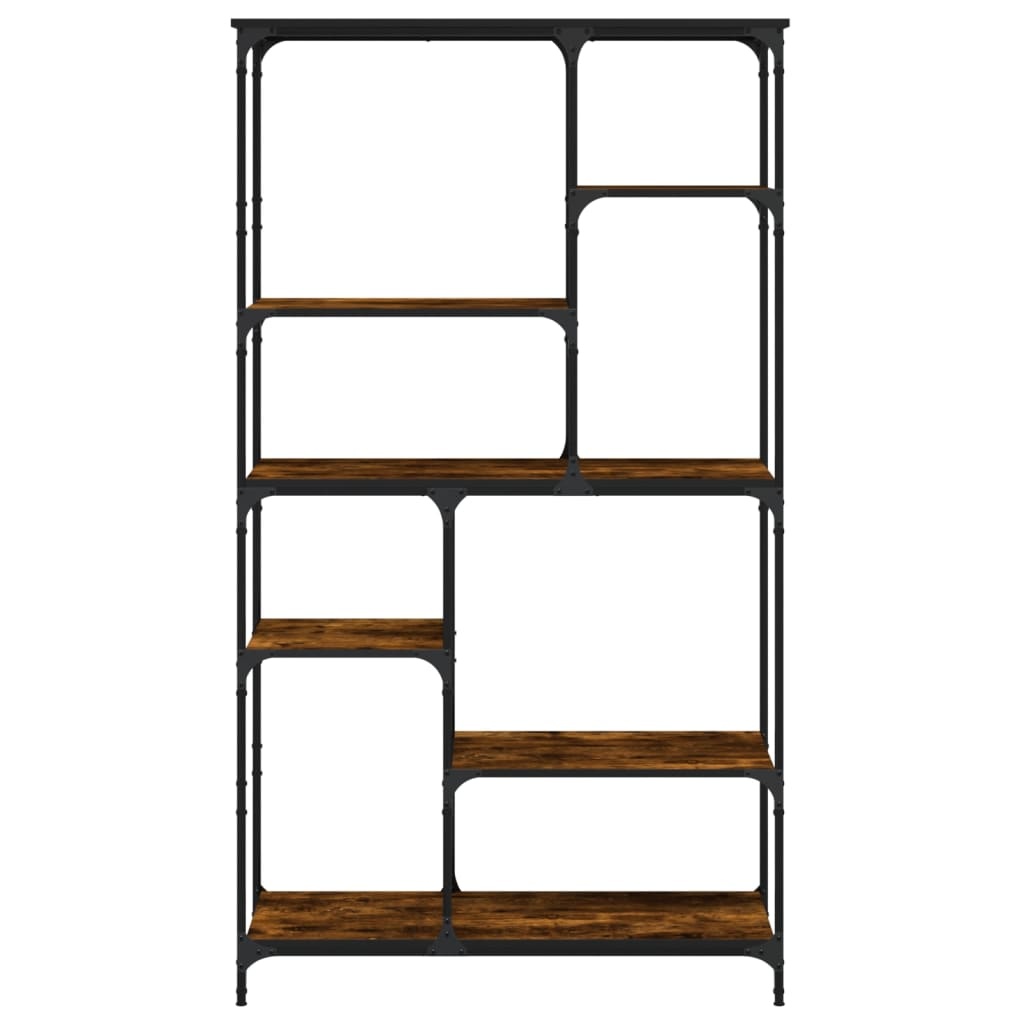 VidaXL Boekenrek 99x35,5x176 cm bewerkt hout en staal gerookt eiken