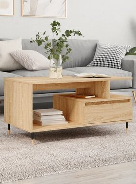 VidaXL Salontafel 90x49x45 cm bewerkt hout sonoma eikenkleurig