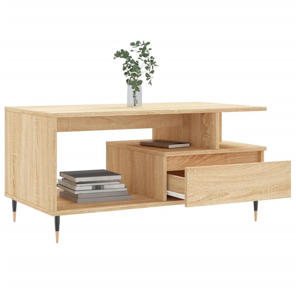 vidaXL Salontafel 90x49x45 cm bewerkt hout sonoma eikenkleurig