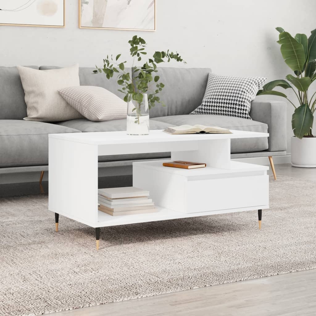 vidaXL Salontafel 90x49x45 cm bewerkt hout wit