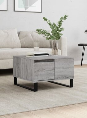 vidaXL Salontafel 55x55x36,5 cm bewerkt hout grijs sonoma eikenkleurig