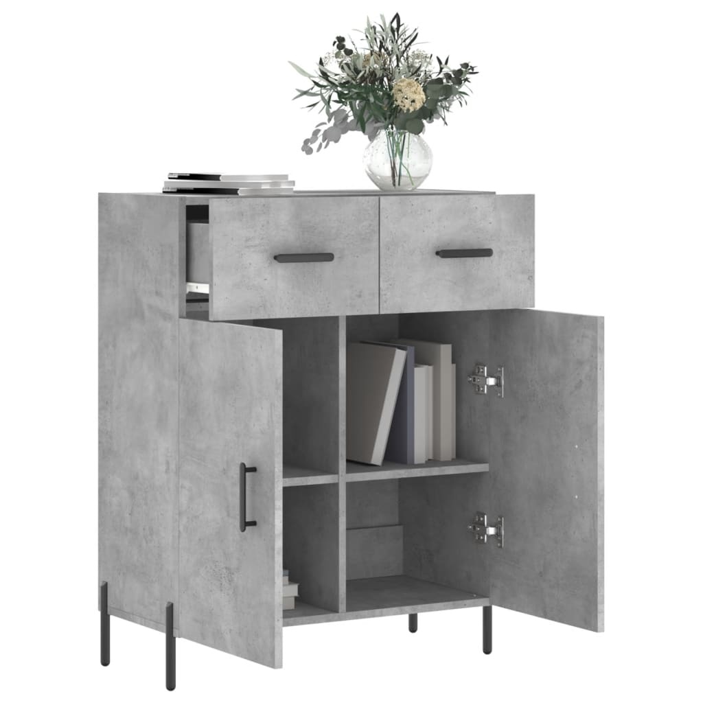 vidaXL Dressoir 69,5x34x90 cm bewerkt hout betongrijs