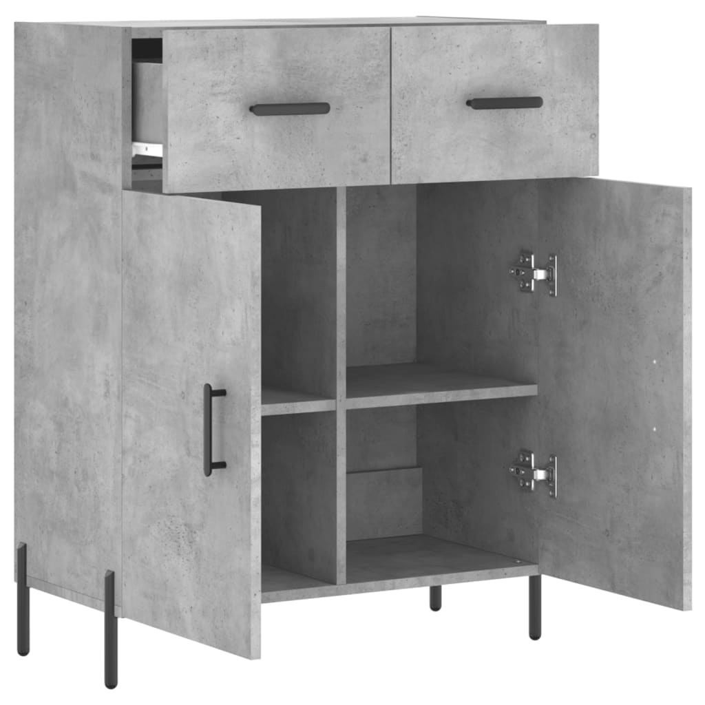 vidaXL Dressoir 69,5x34x90 cm bewerkt hout betongrijs