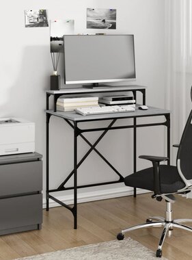 VidaXL Bureau 80x50x90 cm bewerkt hout en ijzer grijs sonoma eiken