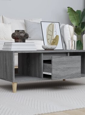 vidaXL Salontafel 90x50x36,5 cm bewerkt hout grijs sonoma