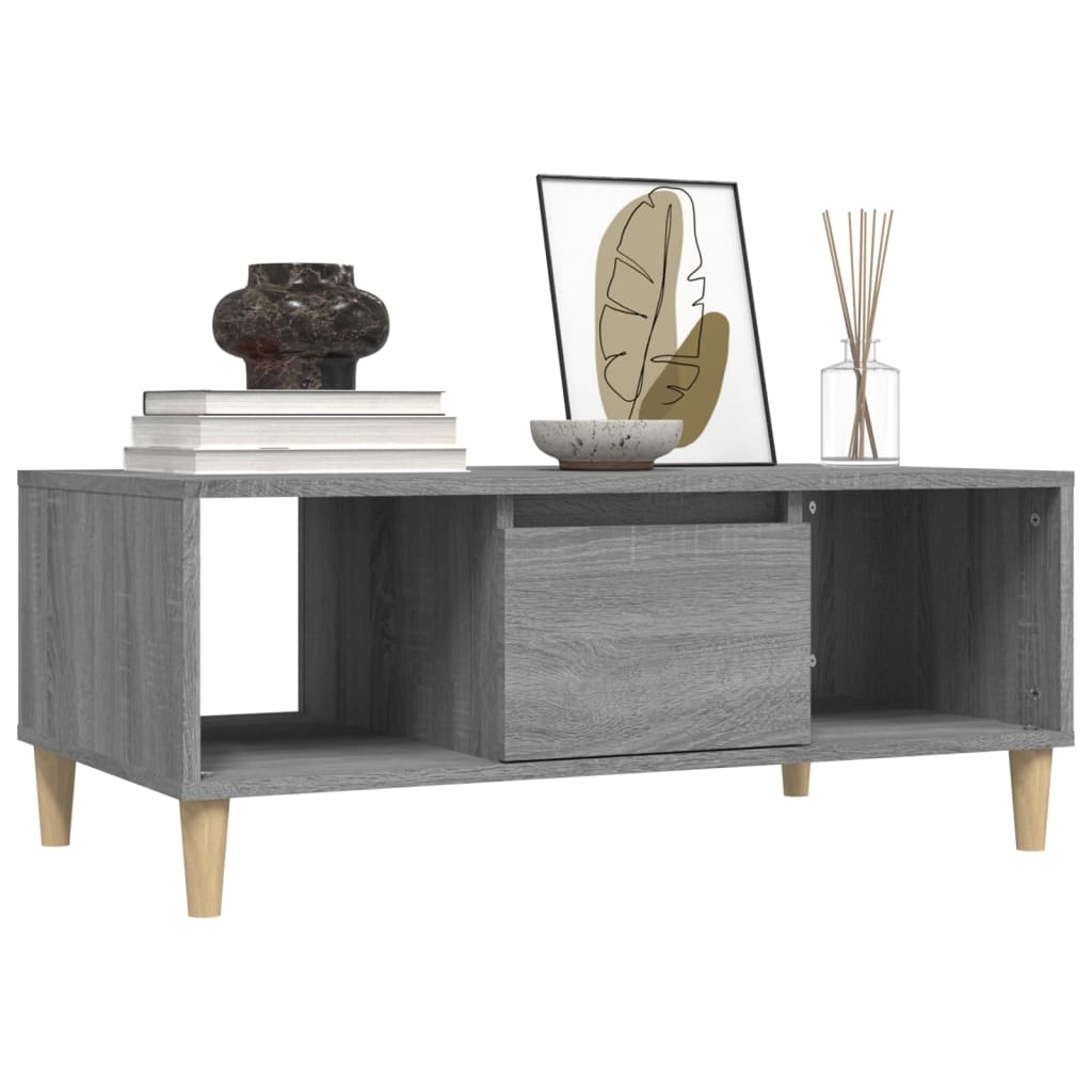 vidaXL Salontafel 90x50x36,5 cm bewerkt hout grijs sonoma