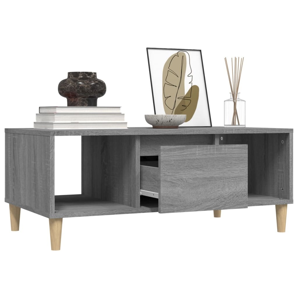 vidaXL Salontafel 90x50x36,5 cm bewerkt hout grijs sonoma