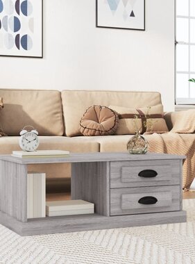 vidaXL Salontafel 90x50x35 cm bewerkt hout grijs sonoma eikenkleurig