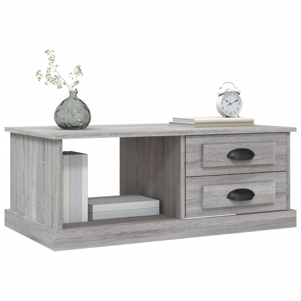 vidaXL Salontafel 90x50x35 cm bewerkt hout grijs sonoma eikenkleurig
