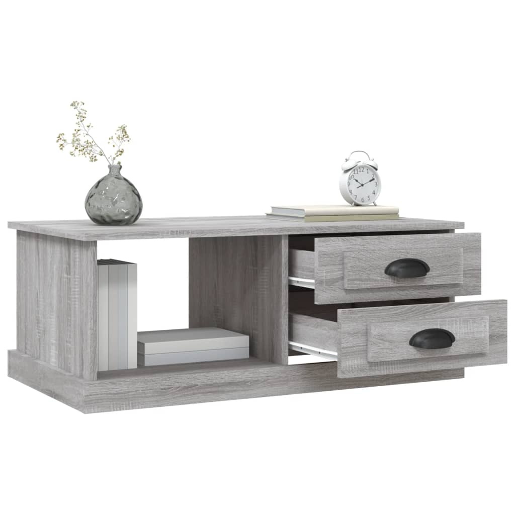 vidaXL Salontafel 90x50x35 cm bewerkt hout grijs sonoma eikenkleurig