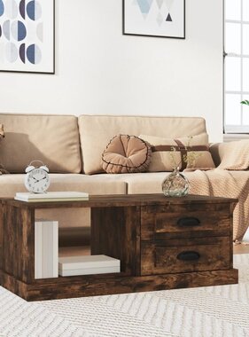 vidaXL Salontafel 90x50x35 cm bewerkt hout gerookt eikenkleurig