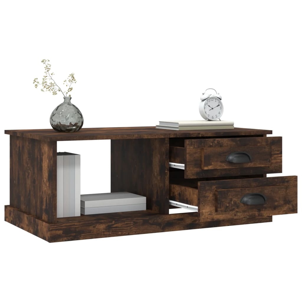 vidaXL Salontafel 90x50x35 cm bewerkt hout gerookt eikenkleurig