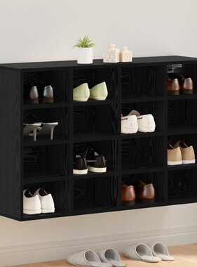 vidaXL Schoenenkast met plank Zwart eiken 103x30x51 cm Bewerkt hout