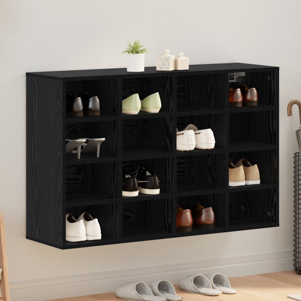 vidaXL Schoenenkast met plank Zwart eiken 103x30x51 cm Bewerkt hout