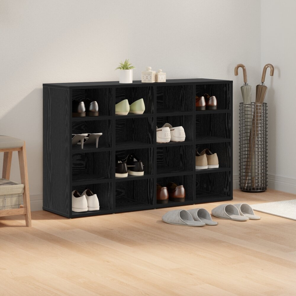 vidaXL Schoenenkast met plank Zwart eiken 103x30x51 cm Bewerkt hout