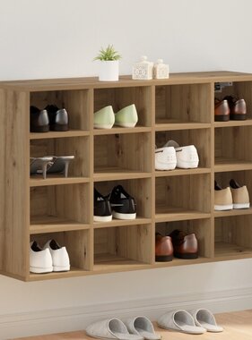 vidaXL Schoenenkast artisanaal eikenkleurig 103x30x51 cm Bewerkt hout
