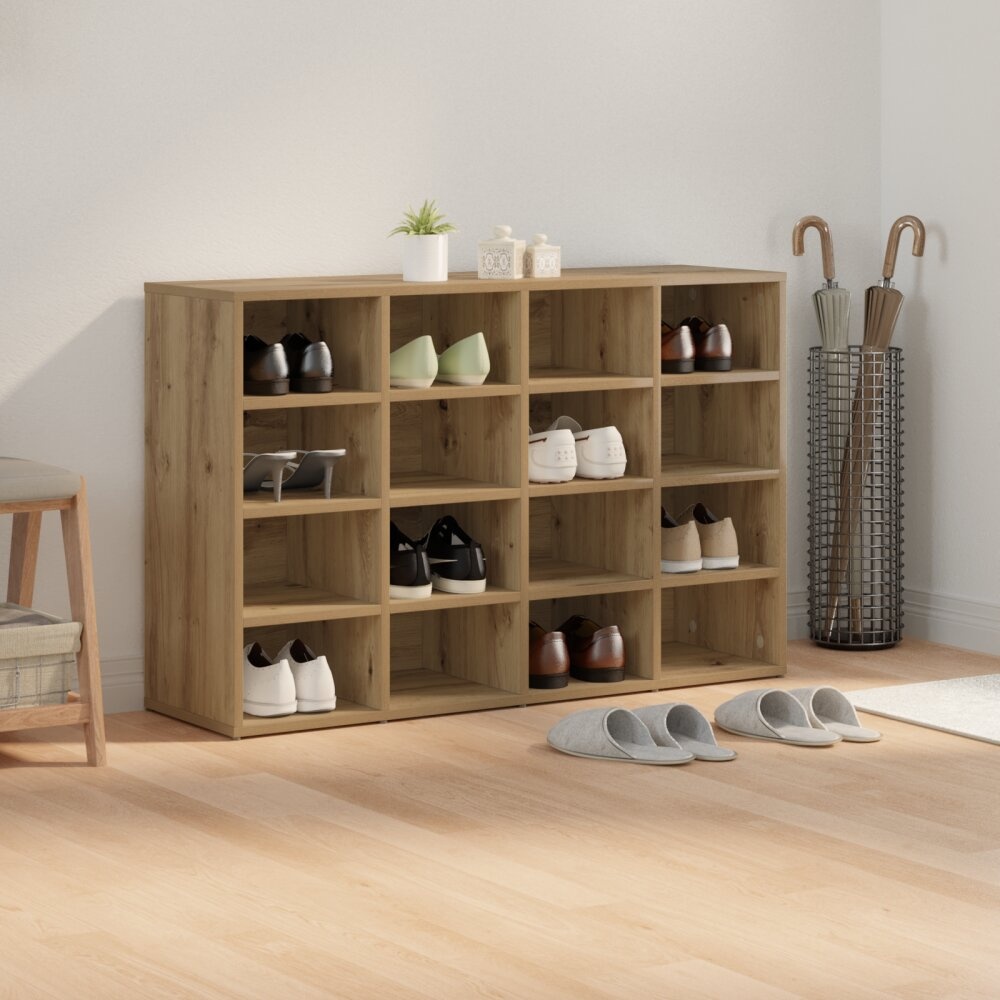 vidaXL Schoenenkast artisanaal eikenkleurig 103x30x51 cm Bewerkt hout