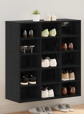 vidaXL Schoenenkast met plank Zwart eiken 103x30x51 cm Bewerkt hout