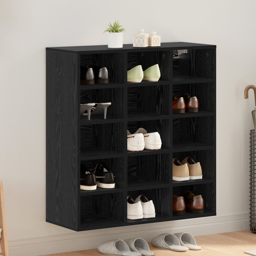 vidaXL Schoenenkast met plank Zwart eiken 103x30x51 cm Bewerkt hout