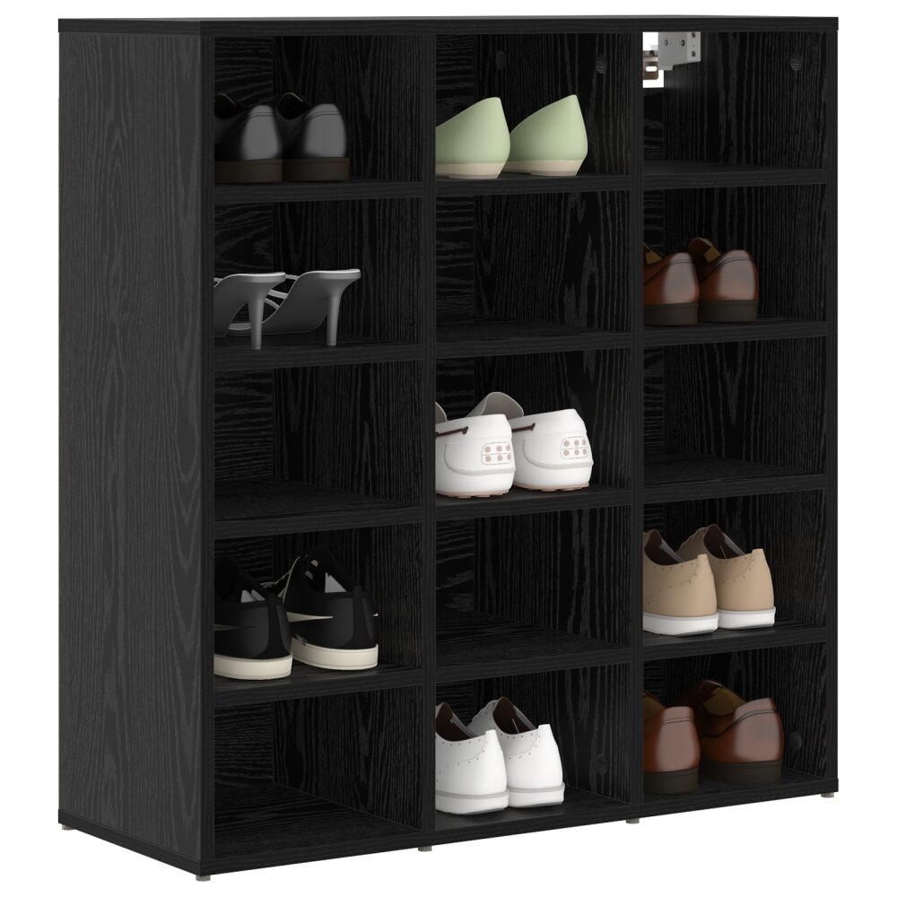 vidaXL Schoenenkast met plank Zwart eiken 103x30x51 cm Bewerkt hout