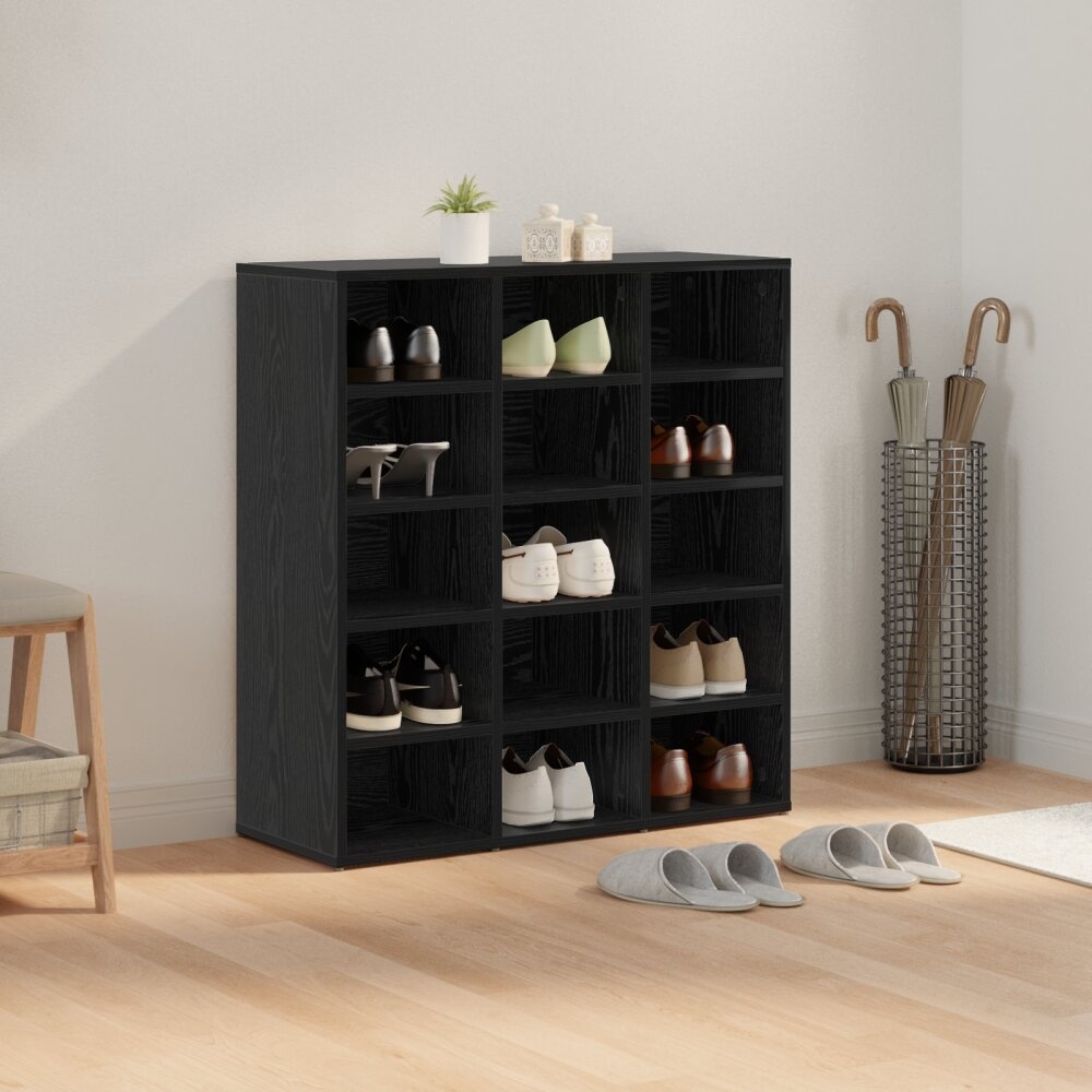 vidaXL Schoenenkast met plank Zwart eiken 103x30x51 cm Bewerkt hout