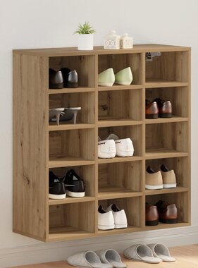 vidaXL Schoenenkast artisanaal eikenkleurig 103x30x51 cm Bewerkt hout