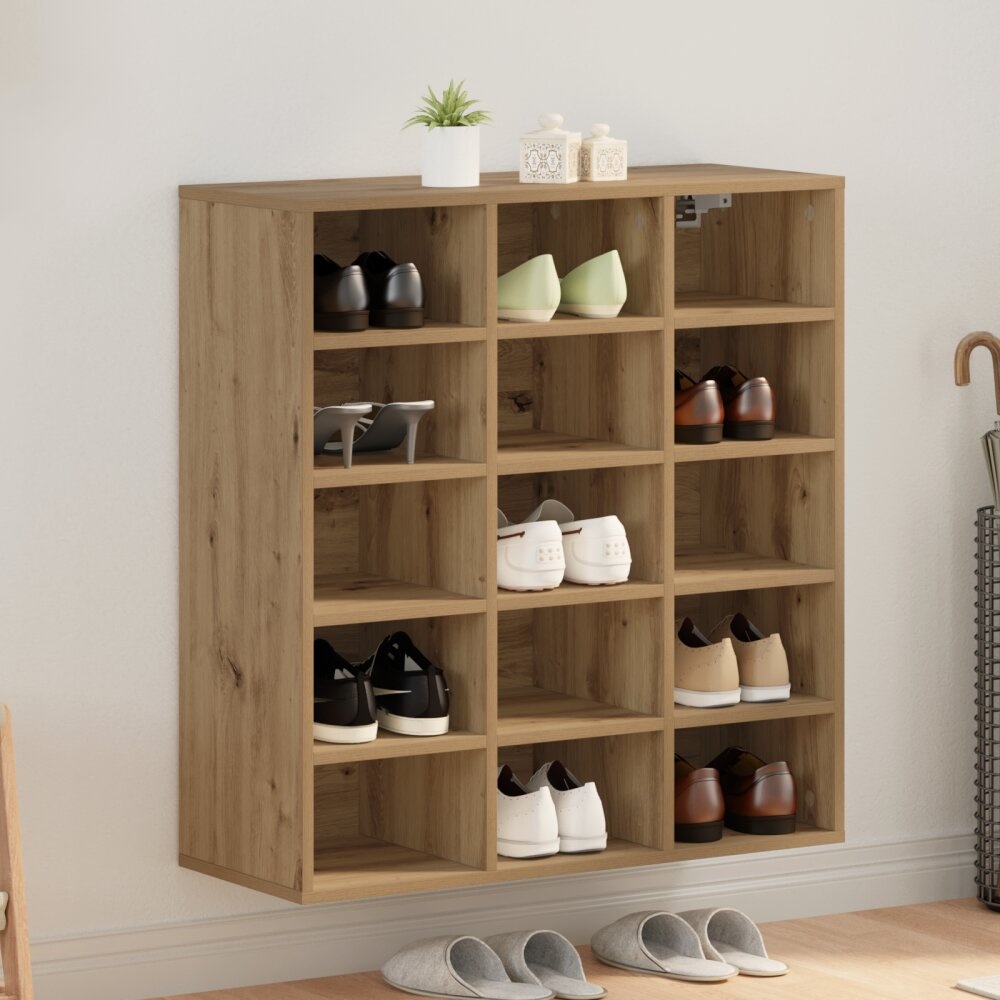vidaXL Schoenenkast artisanaal eikenkleurig 103x30x51 cm Bewerkt hout