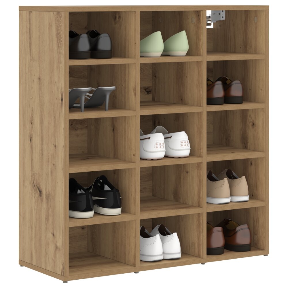 vidaXL Schoenenkast artisanaal eikenkleurig 103x30x51 cm Bewerkt hout