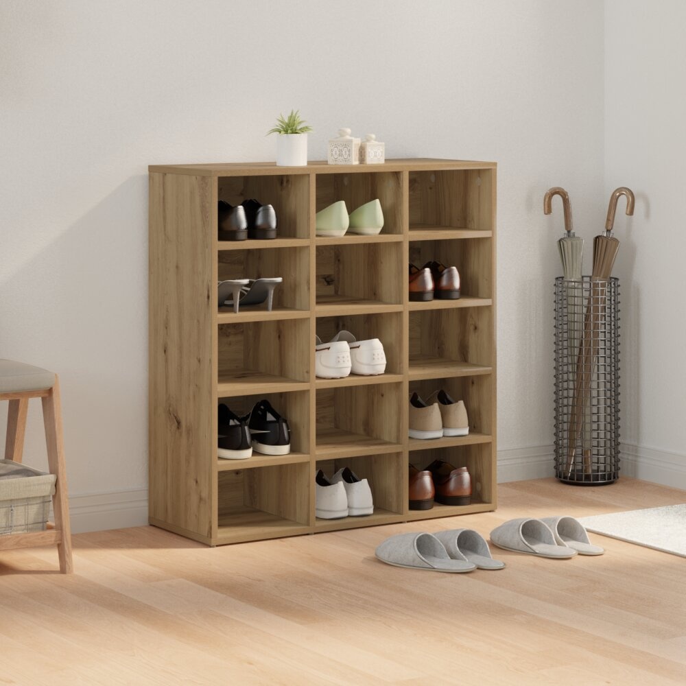 vidaXL Schoenenkast artisanaal eikenkleurig 103x30x51 cm Bewerkt hout