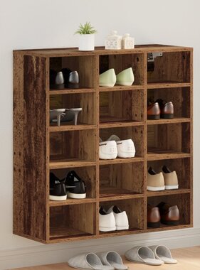 vidaXL Schoenenkast met plank Oud hout 103x30x51 cm Bewerkt hout