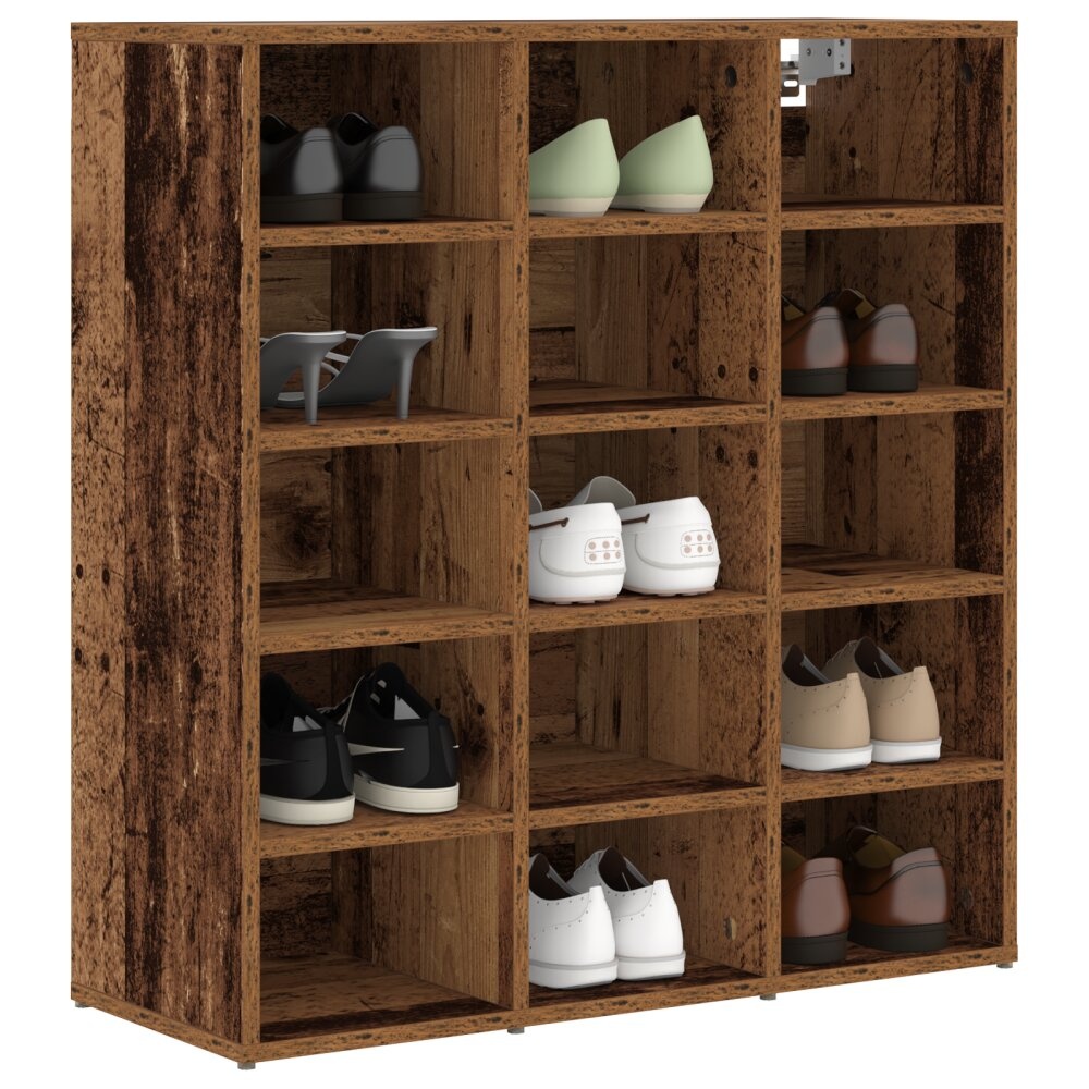 vidaXL Schoenenkast met plank Oud hout 103x30x51 cm Bewerkt hout