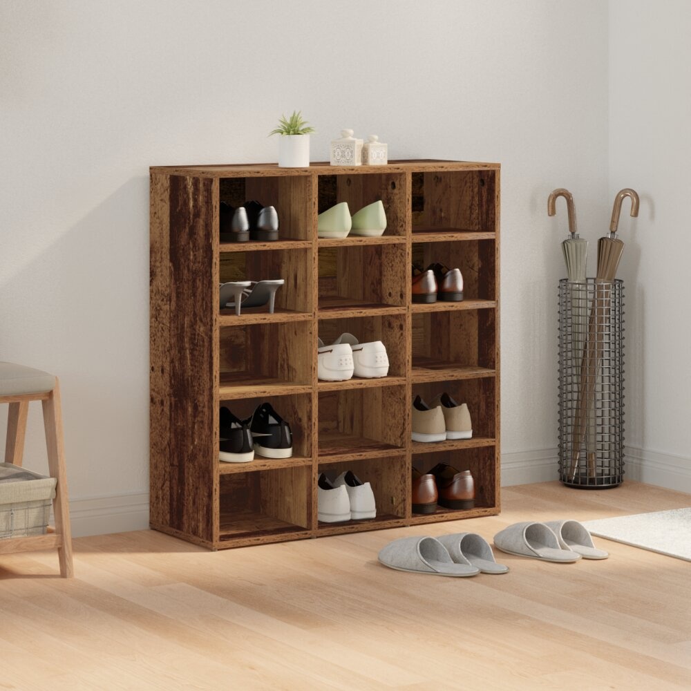 vidaXL Schoenenkast met plank Oud hout 103x30x51 cm Bewerkt hout