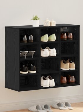 vidaXL Schoenenkast met plank Zwart eiken 103x30x51 cm Bewerkt hout