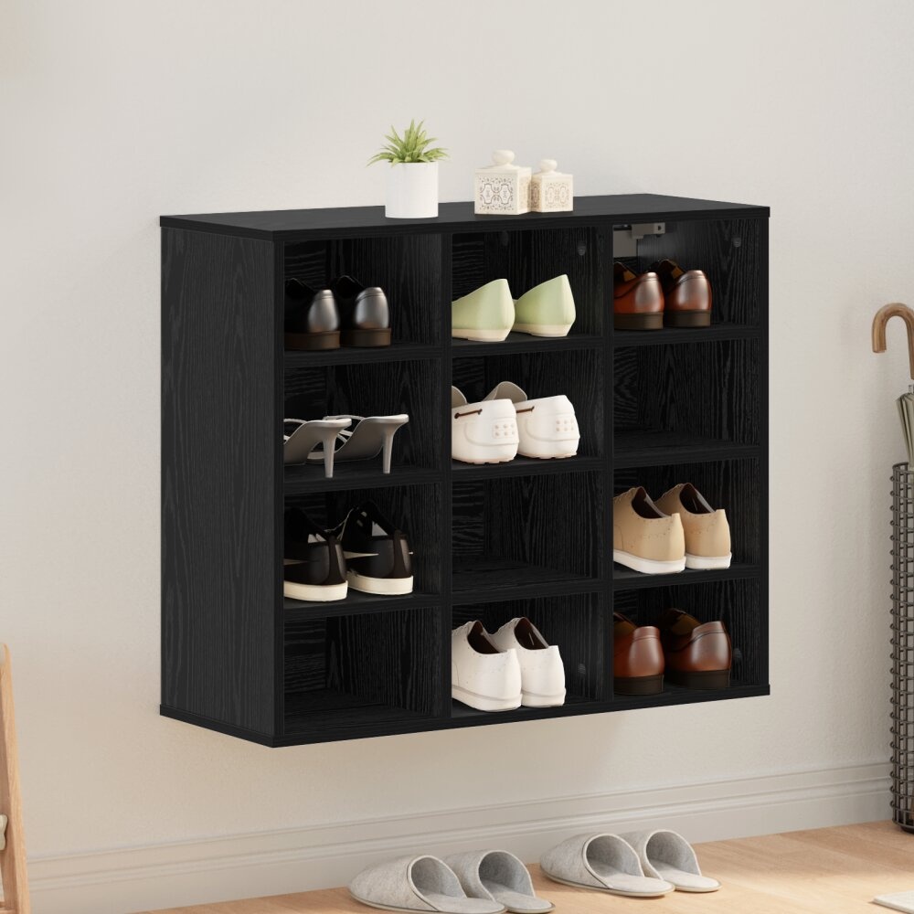 vidaXL Schoenenkast met plank Zwart eiken 103x30x51 cm Bewerkt hout