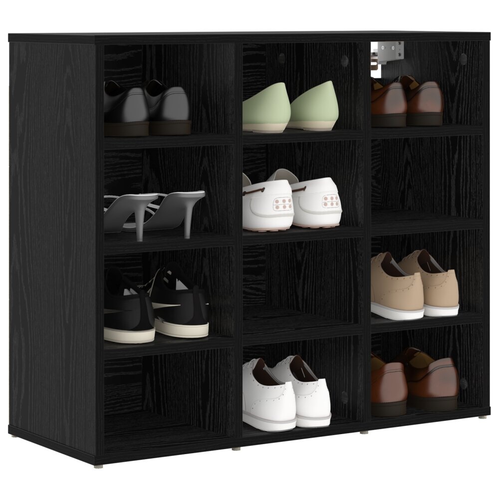 vidaXL Schoenenkast met plank Zwart eiken 103x30x51 cm Bewerkt hout