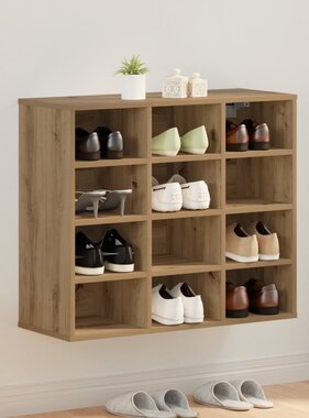 vidaXL Schoenenkast artisanaal eikenkleurig 103x30x51 cm Bewerkt hout