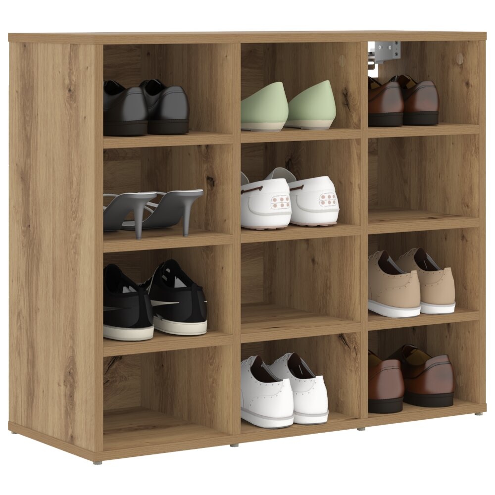 vidaXL Schoenenkast artisanaal eikenkleurig 103x30x51 cm Bewerkt hout