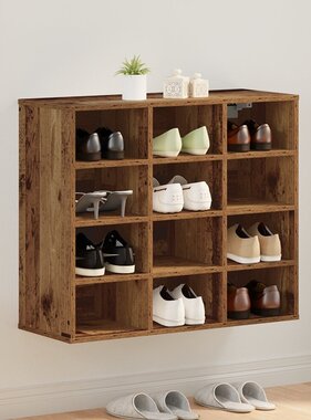 vidaXL Schoenenkast met plank Oud hout 103x30x51 cm Bewerkt hout