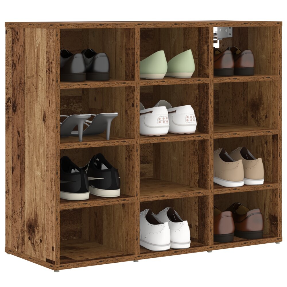 vidaXL Schoenenkast met plank Oud hout 103x30x51 cm Bewerkt hout