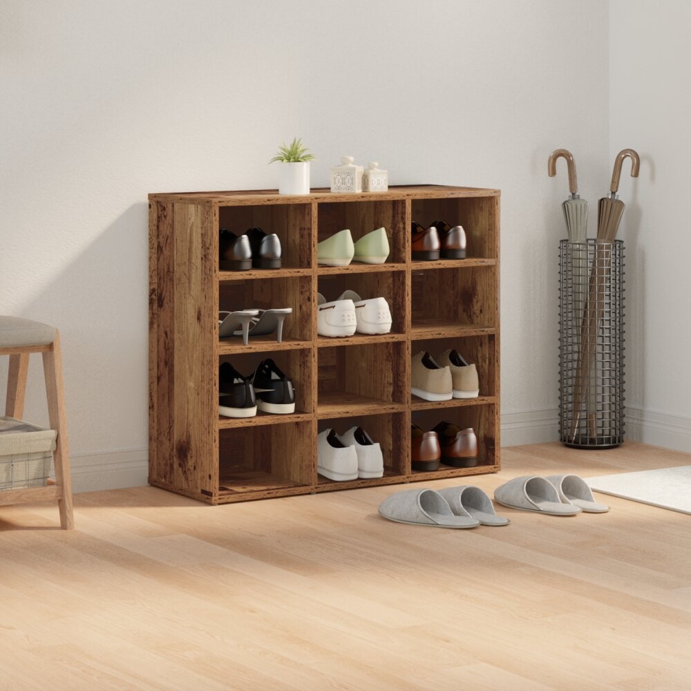 vidaXL Schoenenkast met plank Oud hout 103x30x51 cm Bewerkt hout
