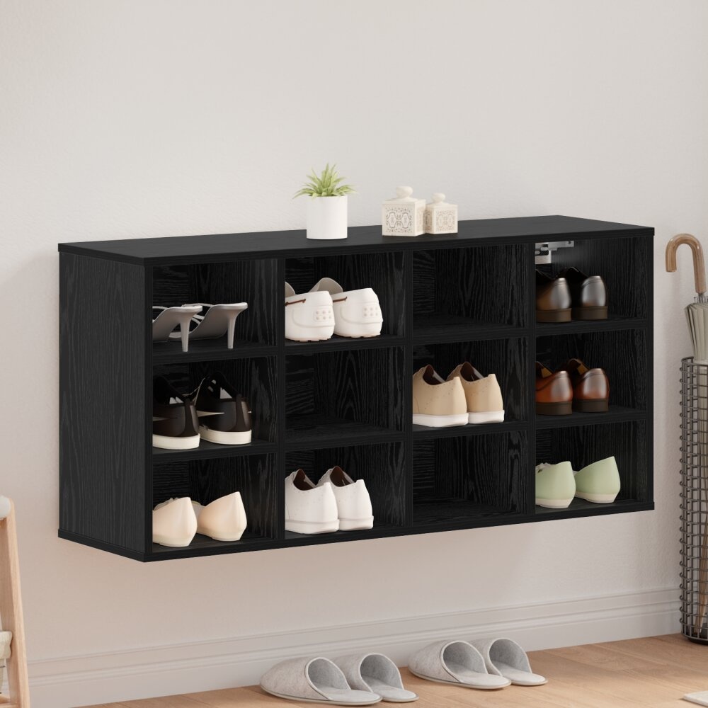 vidaXL Schoenenkast met plank Zwart eiken 103x30x51 cm Bewerkt hout