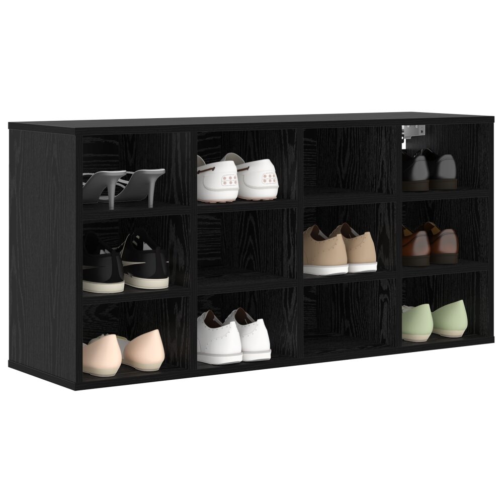 vidaXL Schoenenkast met plank Zwart eiken 103x30x51 cm Bewerkt hout
