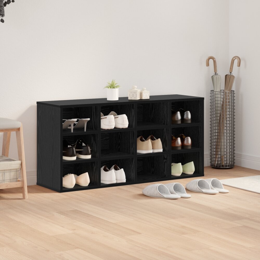 vidaXL Schoenenkast met plank Zwart eiken 103x30x51 cm Bewerkt hout