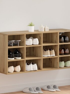vidaXL Schoenenkast artisanaal eikenkleurig 103x30x51 cm Bewerkt hout