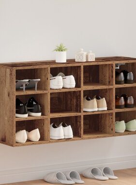 vidaXL Schoenenkast met plank Oud hout 103x30x51 cm Bewerkt hout