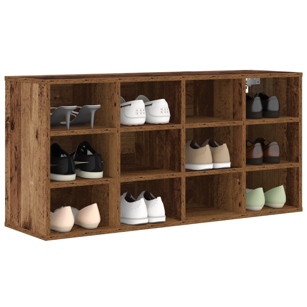 vidaXL Schoenenkast met plank Oud hout 103x30x51 cm Bewerkt hout