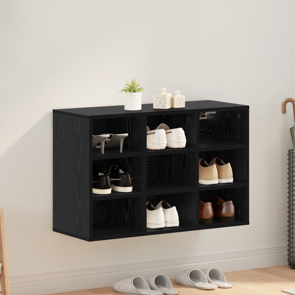 vidaXL Schoenenkast met plank Zwart eiken 103x30x51 cm Bewerkt hout