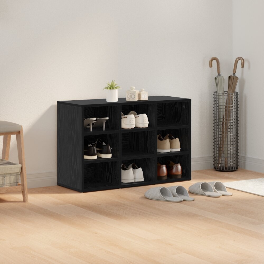 vidaXL Schoenenkast met plank Zwart eiken 103x30x51 cm Bewerkt hout