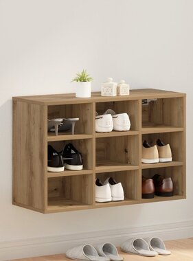 vidaXL Schoenenkast artisanaal eikenkleurig 103x30x51 cm Bewerkt hout