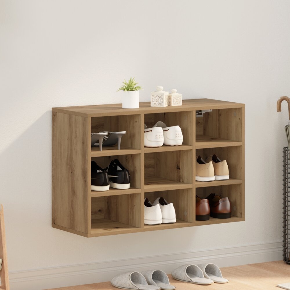 vidaXL Schoenenkast artisanaal eikenkleurig 103x30x51 cm Bewerkt hout